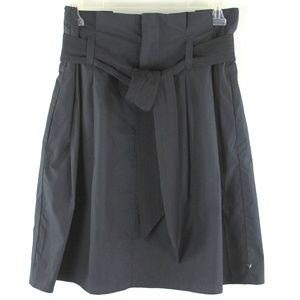 Scotch & Soda Black Cotton Pleated Front Paper Bag Belted Waist Mini Skirt S